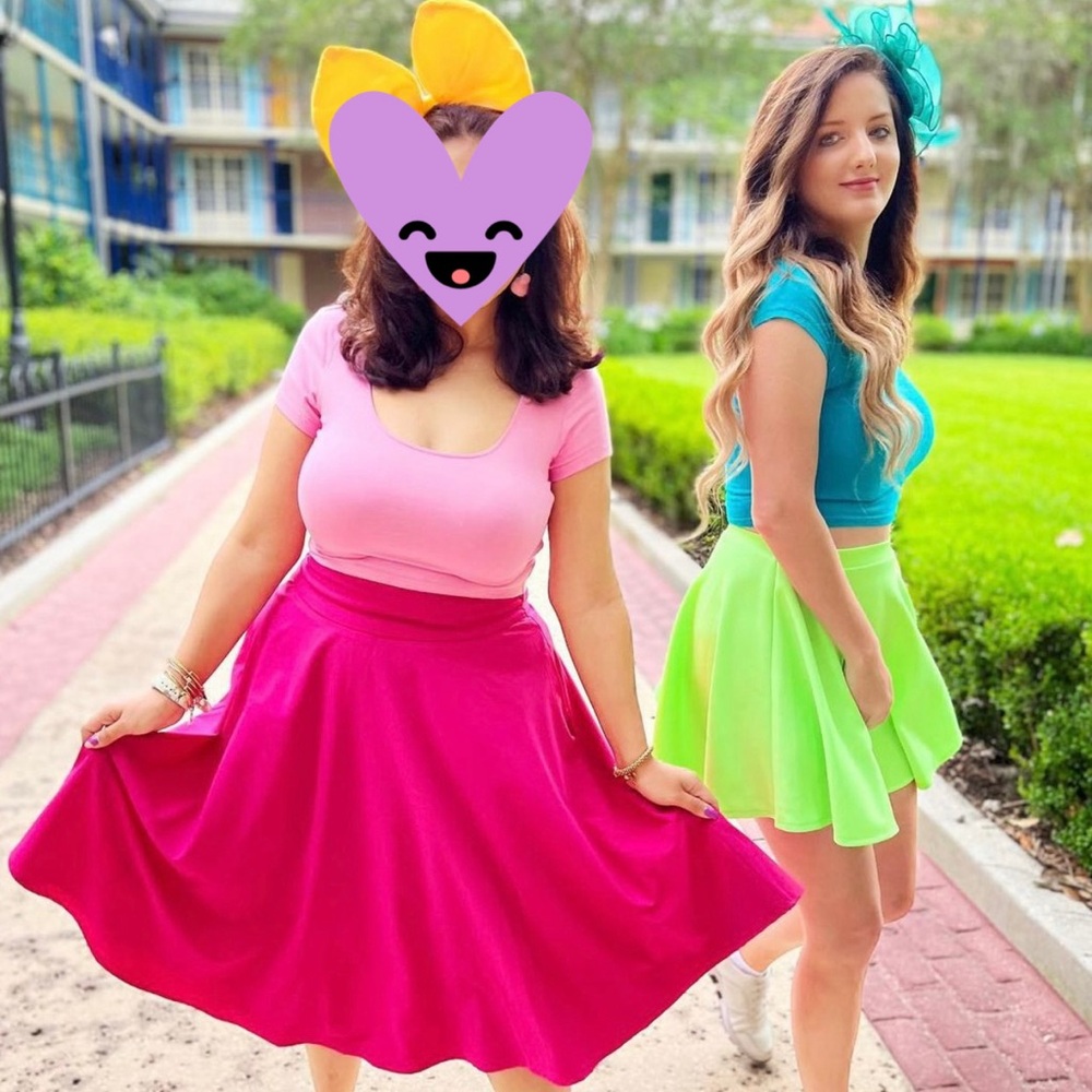 Amazon Made by Johnny Neon Lime Green Stretchy Skater Skirt